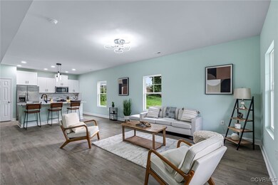 Living room featuring dark hardwood / wood-style f