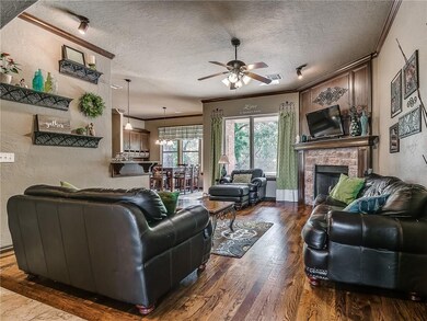 Large living area with wood floors