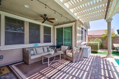 View of patio featuring an outdoor hangout area, f