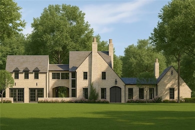 View of front facade with a front lawn and a chimney