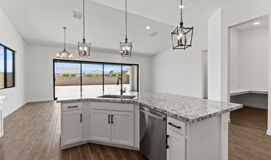 Kitchen with pendant lights