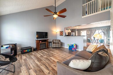 Vaulted ceiling in living area