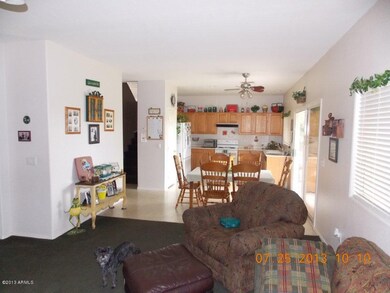 View from family room to kitchen