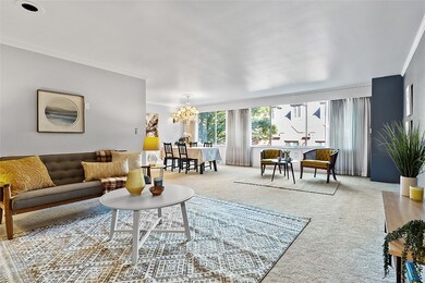 Wall of windows in the living and dining rooms