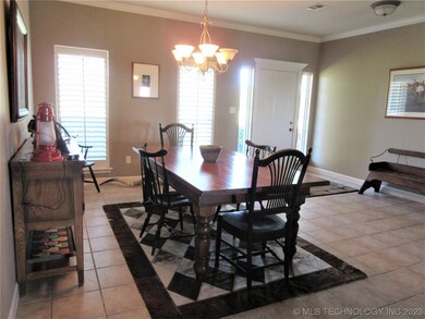 View from living room into the dining room/front e