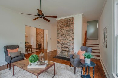 Exposed brick in the living room