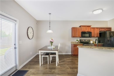 Looking into the eat-in kitchen from the living ro