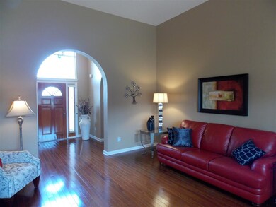 View from great room into entry shows off architec