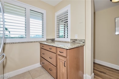 Coffee bar in the kitchen with lots of storage drawer space.