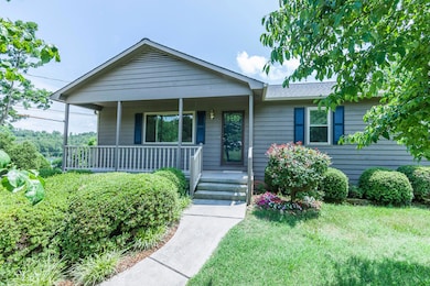 View of lake in background