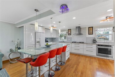 Spacious and bright kitchen with huge island