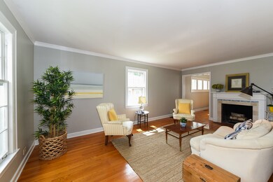 Gracious living room with fireplace
