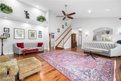 Vaulted ceiling with inset lighting.