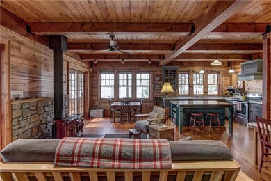 View from living area into kitchen & dining area.
