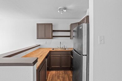 Butcher block countertops for gourmet food prep.