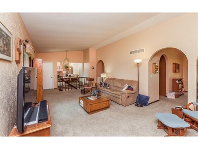 The extended length of the living room allows for 