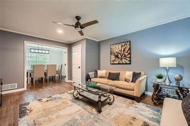 View to right of Foyer has a Family/Living room wi