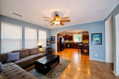 living room into kitchen