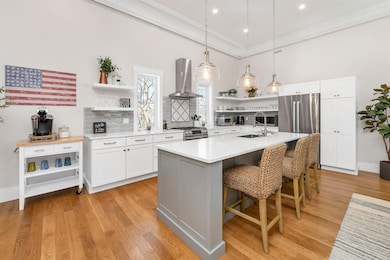 13 feet ceilings with custom molding.