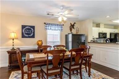 The kitchen opens to the dining area which allows 
