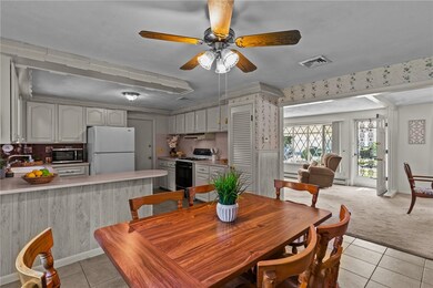 Kitchen, dining area and living room