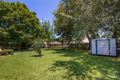 Storage shed in backyard