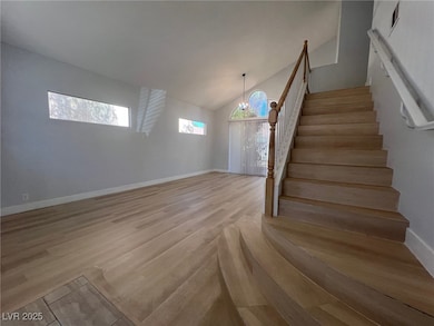 High ceiling entry, Living room
