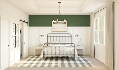 Primary suite with decorative feature wall