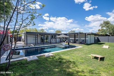 Backyard with saltwater pool