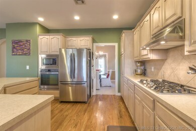 Large kitchen with nice counter and cabinet space,