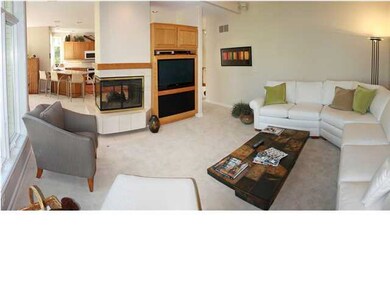 Spacious main floor family room with tall ceilings