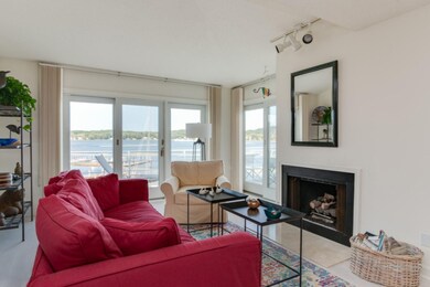 Fireplace and a view