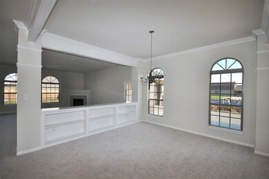 Formal Dining with quality crafted display shelf under buffet surface.