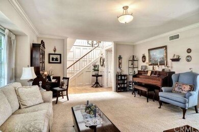 View from the formal living room, featuring crown 