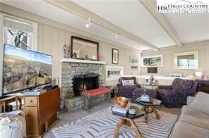 Great room with gas fireplace.