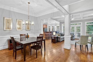 Open floor plan with two dining areas, great room and kitchen