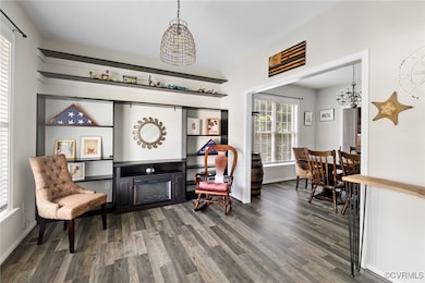 Living room area or office with LVP flooring, open