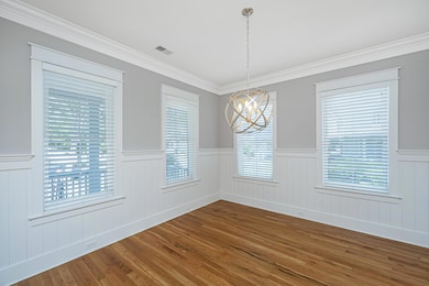 Custom molding in the formal dining room