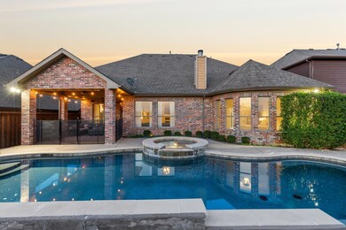 Entertainter's backyard with sparkling waterfall p
