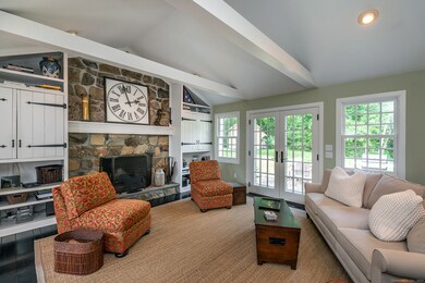 Inviting family room open view to backyard patio, 