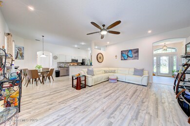 family room open to kitchen
