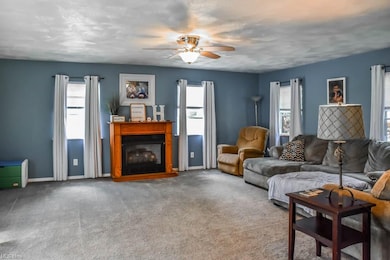 Enormous family room with a gas fireplace.