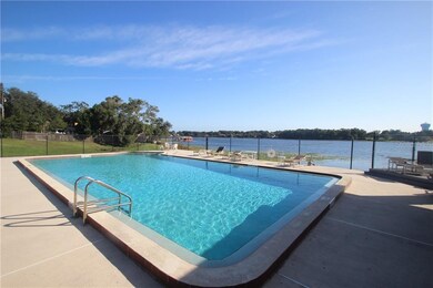 Community pool over looking Lake Olympia