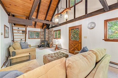 Vaulted ceilings, wood burning fireplace