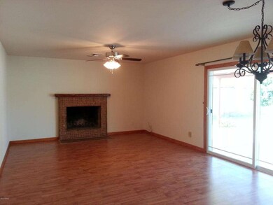 family room and fireplace