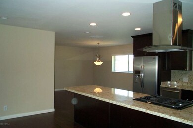 Kitchen with view of dining room