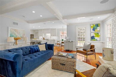 View from family room to the kitchen and breakfast