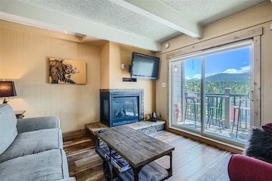Living room, wood-style flooring, a fireplace, a t