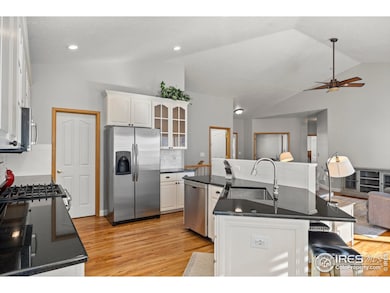 Kitchen with view of pantry door