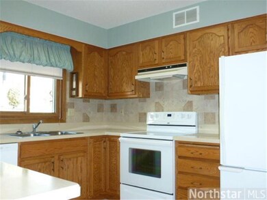 kitchen with oak cabinets.